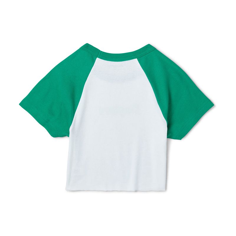 Camiseta Playboy Island Raglan Mujer Blancos Verdes | 3162-PEDQH