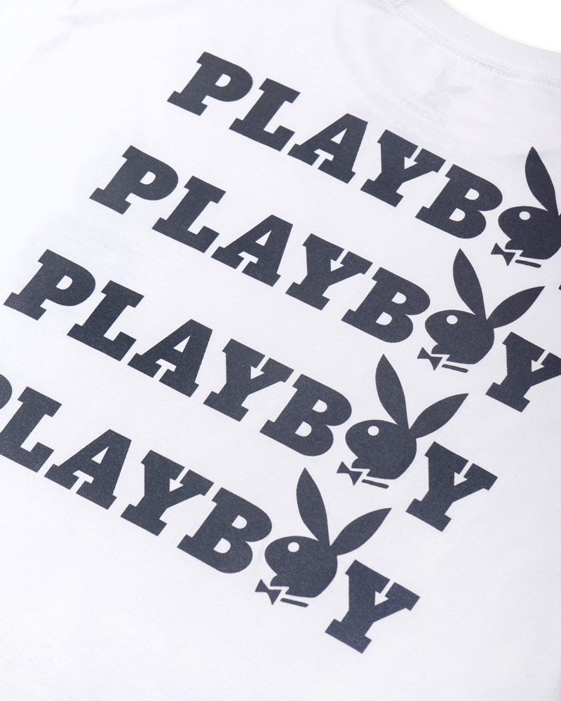 Camiseta Playboy Masthead & Rabbit Head Tee Mujer Blancos Negros | 6973-MUTBE