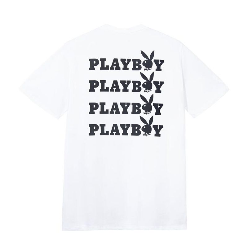 Camiseta Playboy Masthead & Rabbit Head Tee Mujer Blancos Negros | 6973-MUTBE