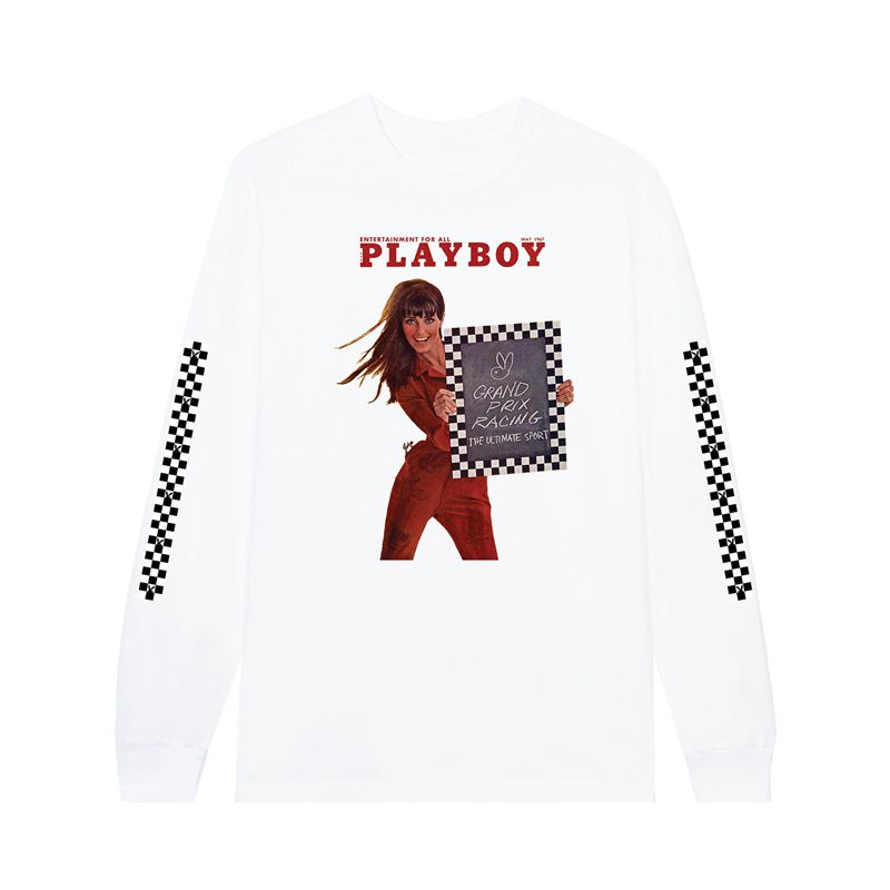 Camiseta Playboy May 1967 Cover: Grand Prix Long Sleeve Mujer Blancos | 2681-FOJEN