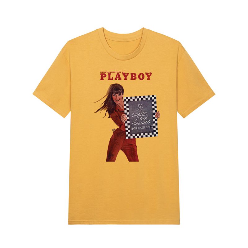 Camiseta Playboy May 1967 Cover: Grand Prix Mujer Amarillos | 8415-VTHXK