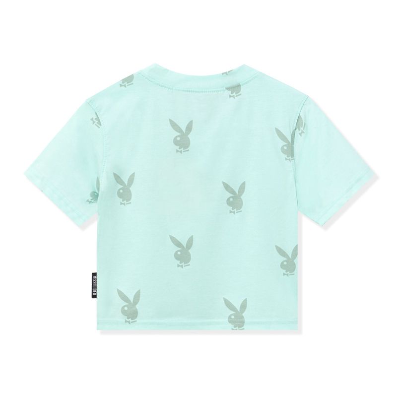 Camiseta Playboy Missguided Rabbit Head Ringer Mujer Verdes | 0856-CJUFX