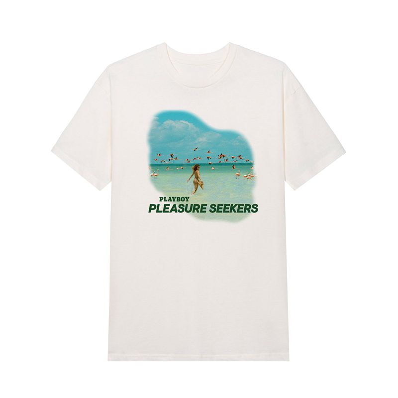 Camiseta Playboy Pleasure Seeker Mujer Blancos | 0193-PDGIN