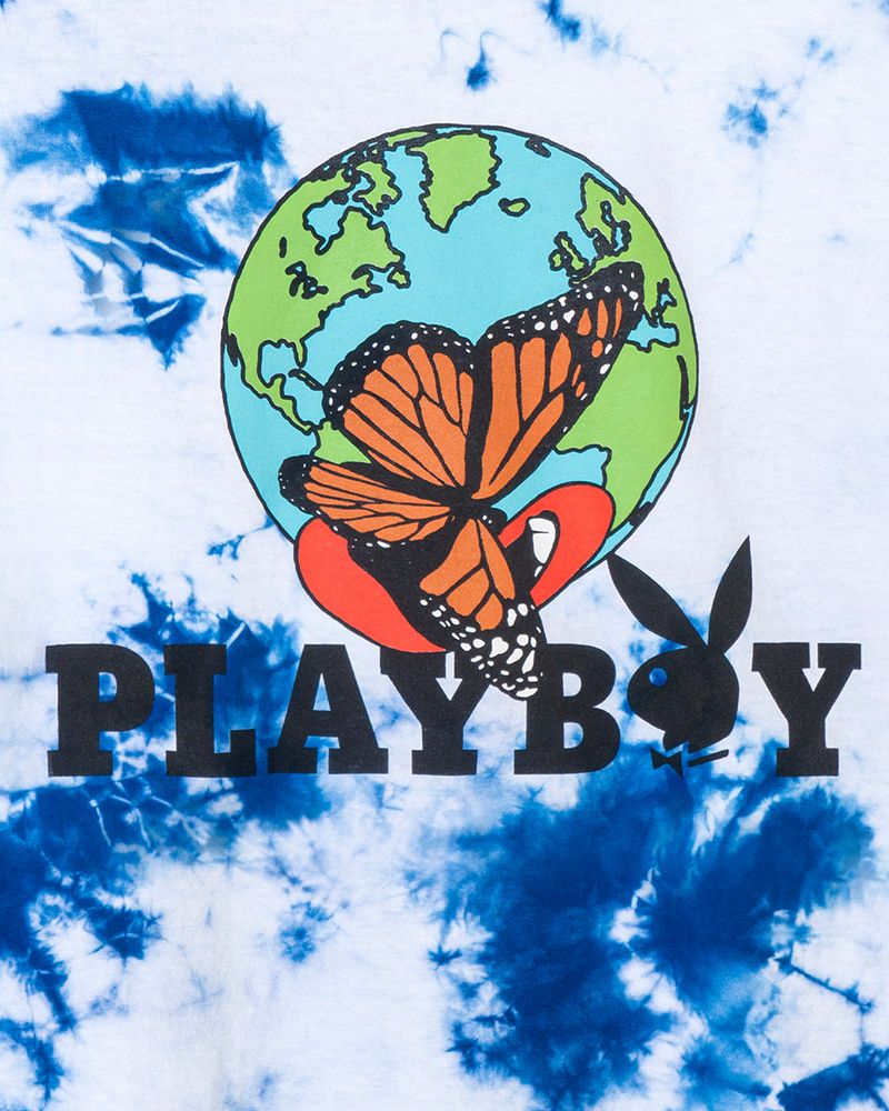 Camiseta Playboy Tie-Dye Au Naturel Mujer Blancos Azules | 9827-BIKMN