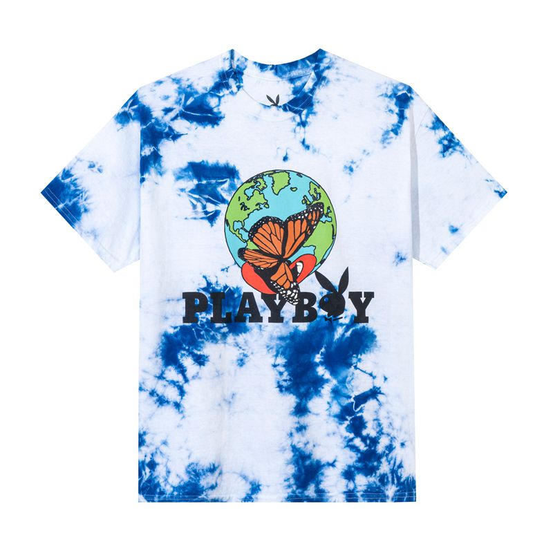 Camiseta Playboy Tie-Dye Au Naturel Mujer Blancos Azules | 9827-BIKMN