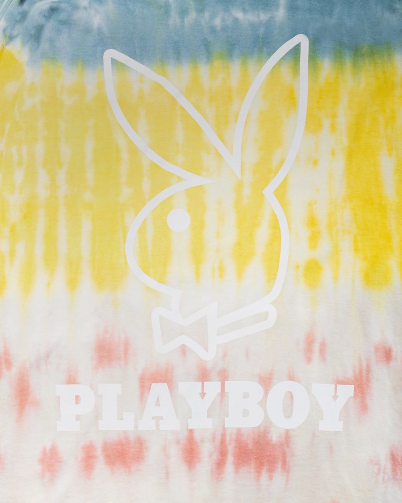 Camiseta Playboy Tie-Dye Logo Long Sleeve Mujer Azules Amarillos Naranjas | 5703-YTLJV