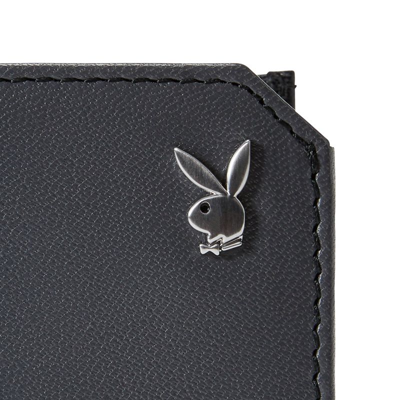 Carteras Playboy Smooth Slimfold Hombre Grises Negros | 8215-AWYER