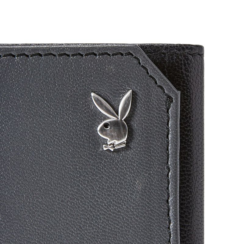 Carteras Playboy Smooth Trifold Hombre Grises Negros | 5082-MAHCB