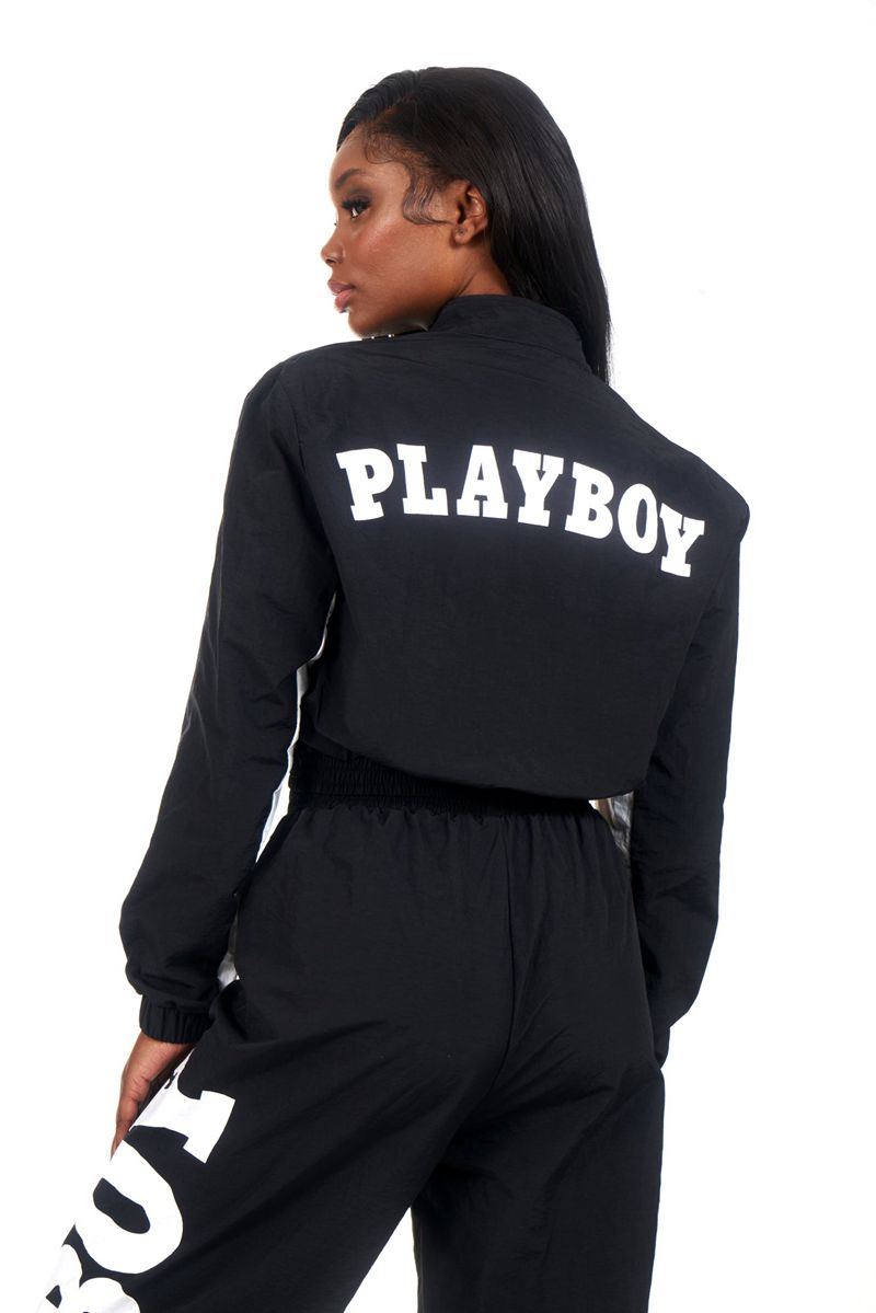 Chaquetas Playboy Active Half Zip Mujer Negros | 9361-MGAYQ