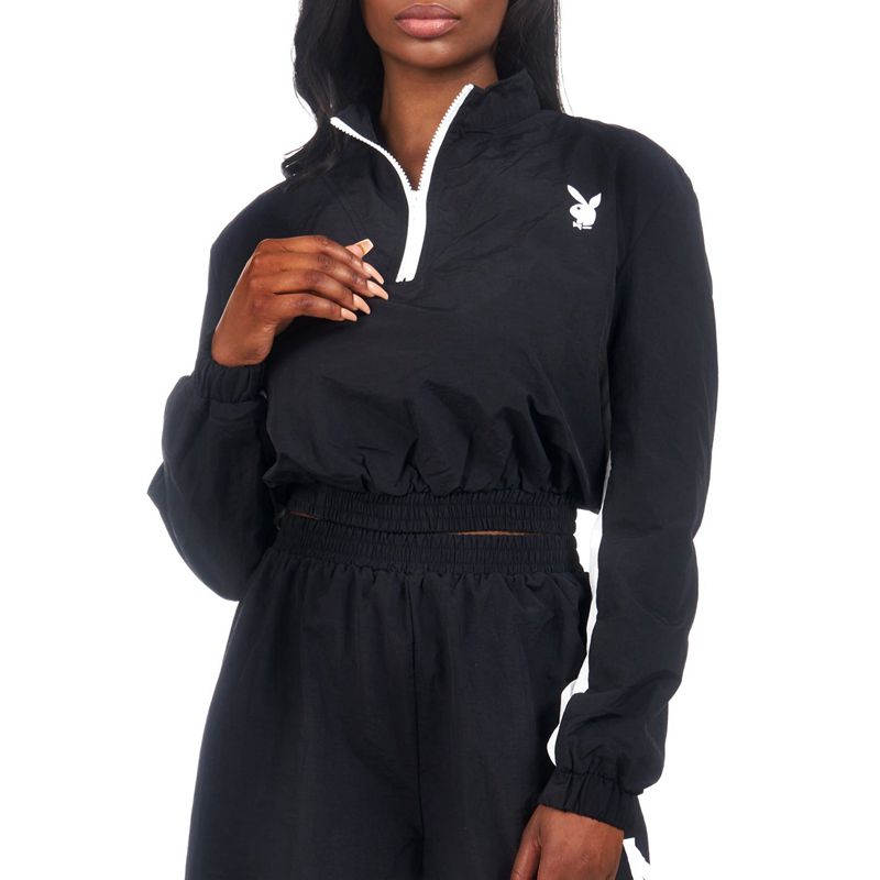 Chaquetas Playboy Active Half Zip Mujer Negros | 9361-MGAYQ