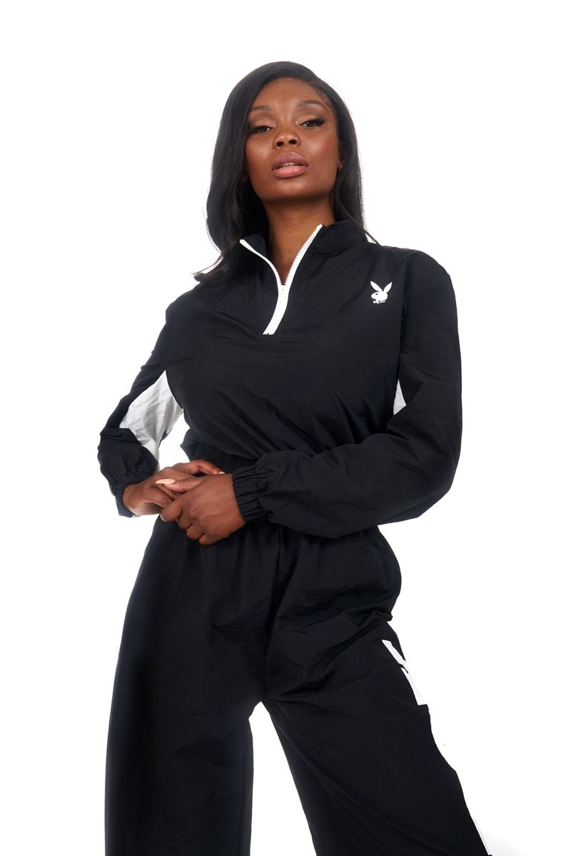 Chaquetas Playboy Active Half Zip Mujer Negros | 9361-MGAYQ