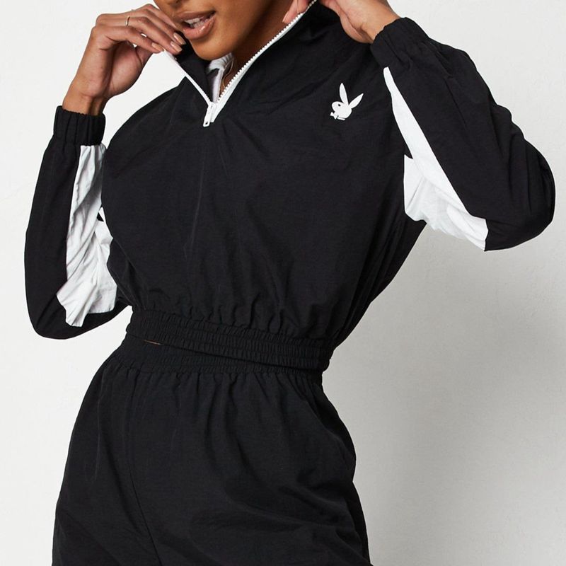 Chaquetas Playboy Active Half Zip Mujer Negros | 9361-MGAYQ