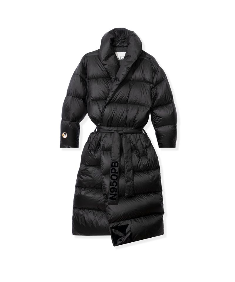 Chaquetas Playboy Belted Long Puffer Mujer Negros | 2576-KNEBM