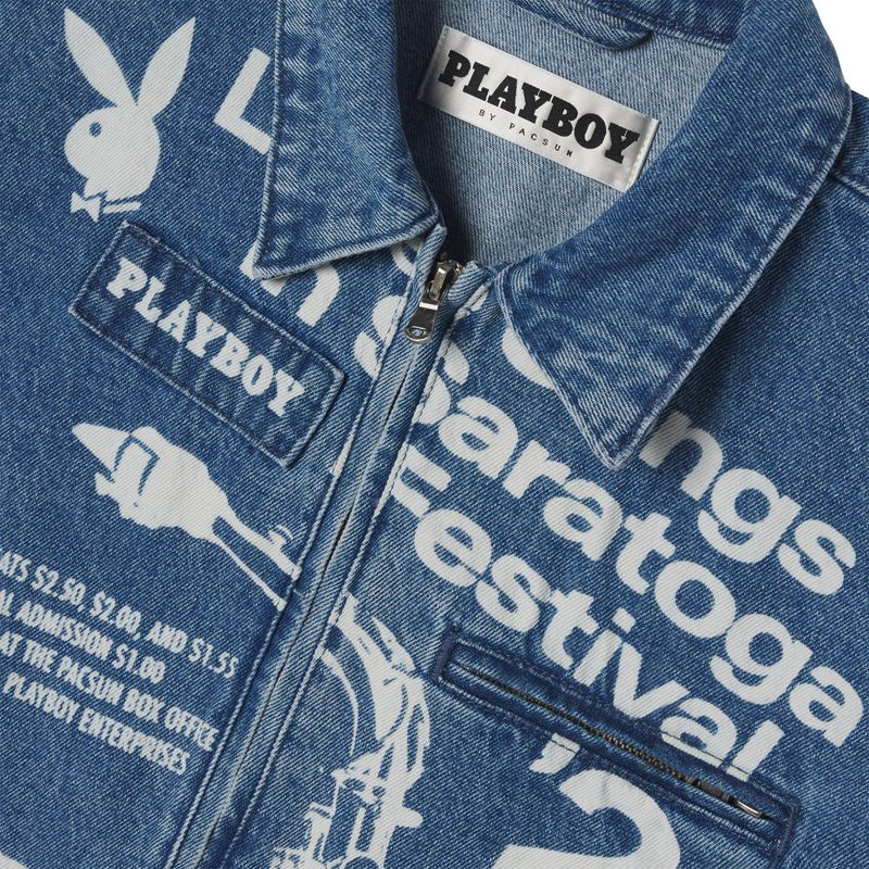 Chaquetas Playboy Jazz Denim Jacket Hombre Azules | 3407-ZRDSQ