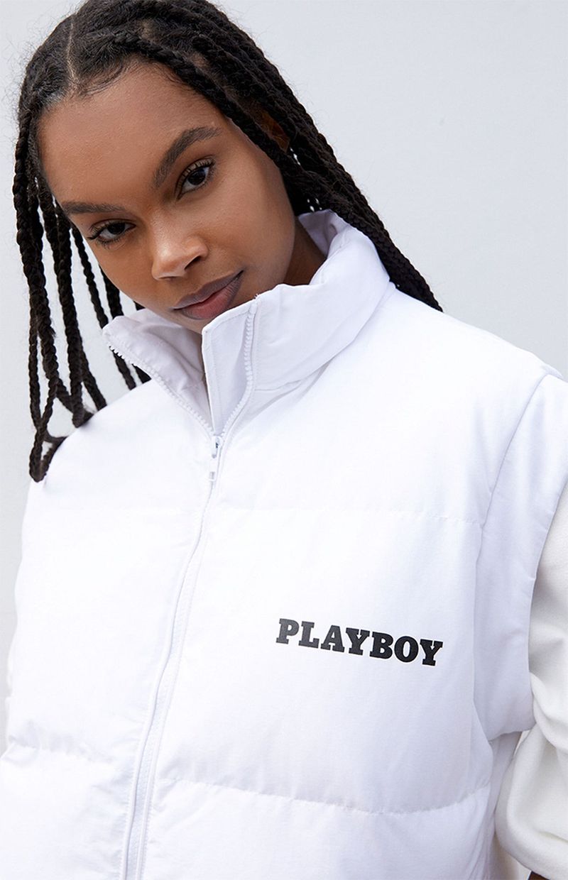 Chaquetas Playboy Puffer Vest Mujer Negros | 6410-UYRJN