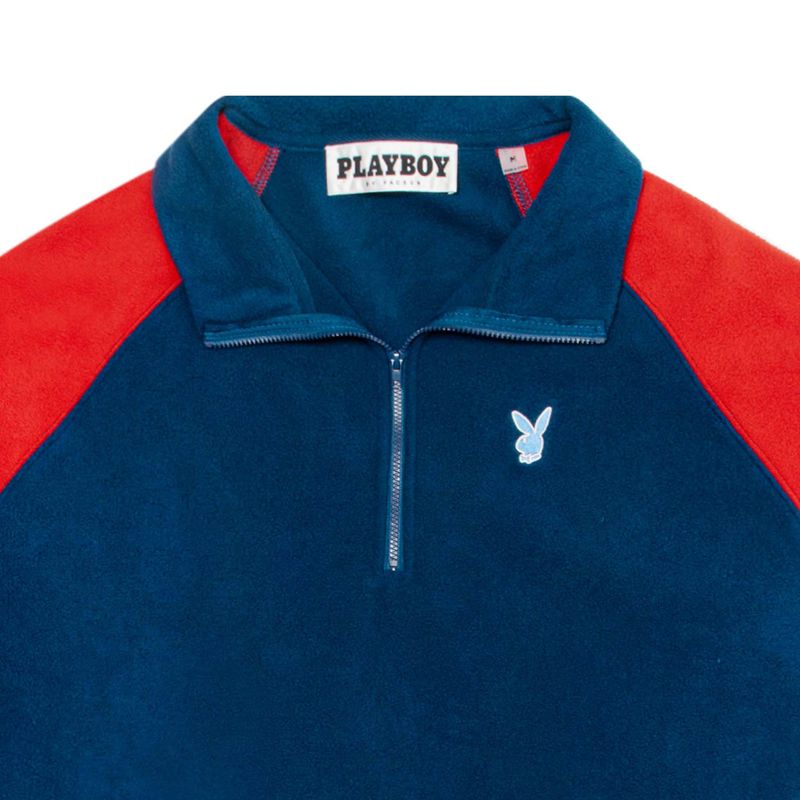 Chaquetas Playboy University Half Zip Sweat Hombre Negros Rojos | 9624-HXGNK