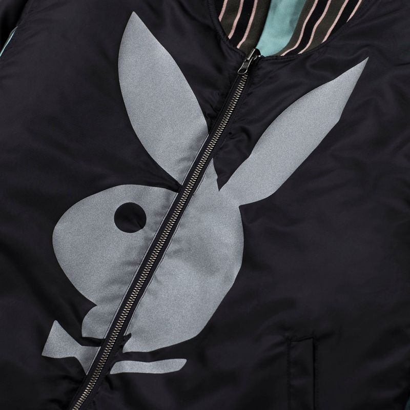 Chaquetas Playboy X Huf Reversible Bomber Jacket Hombre Negros Verdes | 8174-GDUKJ