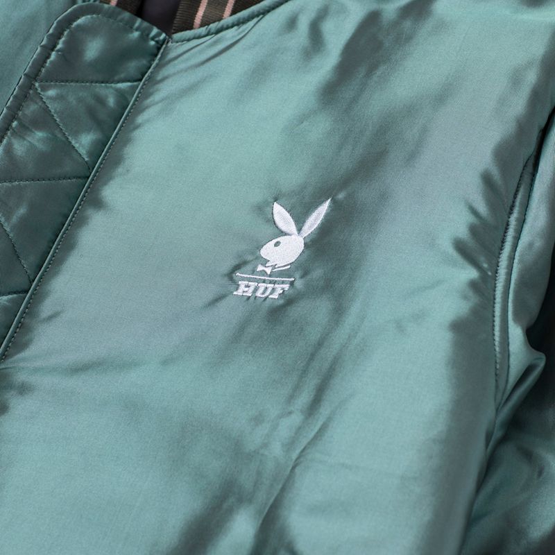 Chaquetas Playboy X Huf Reversible Bomber Jacket Hombre Negros Verdes | 8174-GDUKJ