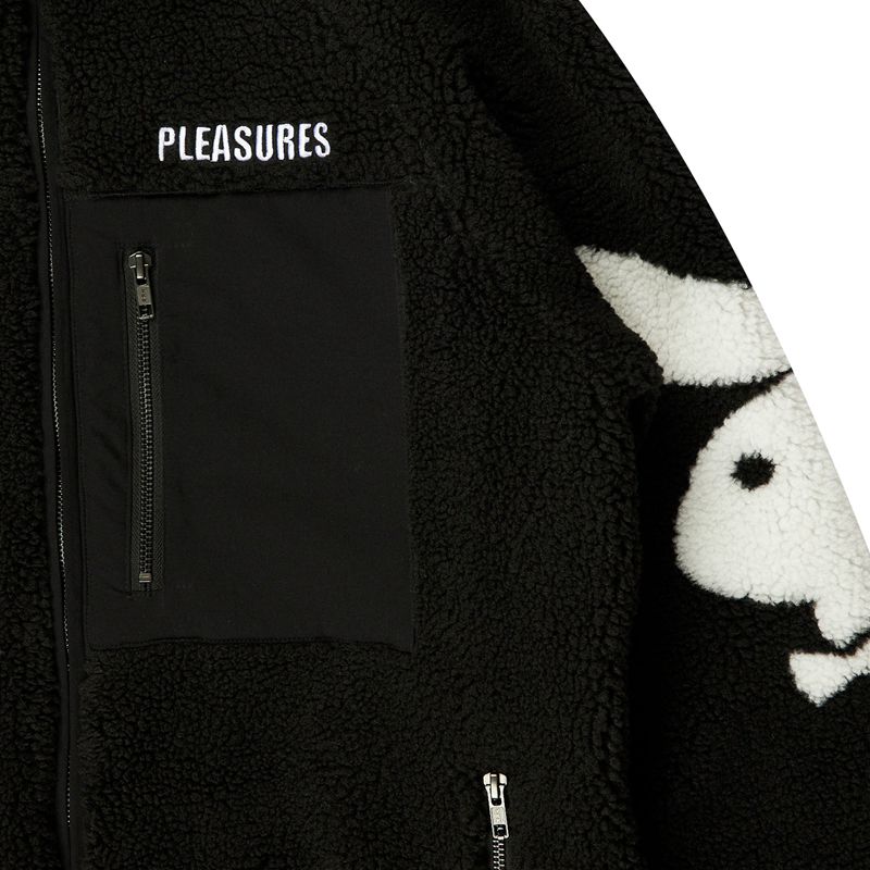 Chaquetas Playboy X Pleasures Bunny Sherpa Zip Up Jacket Hombre Negros | 1703-TOIDR