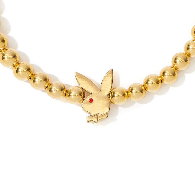 Joyería Playboy Beaded Bunny Stretch Bracelet Mujer Dorados | 5420-QYFPL