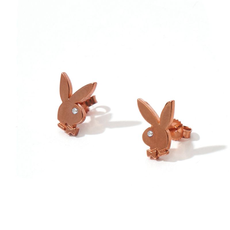 Joyería Playboy Bunny Stud Earrings Mujer Rosas Dorados | 1760-IYQWG