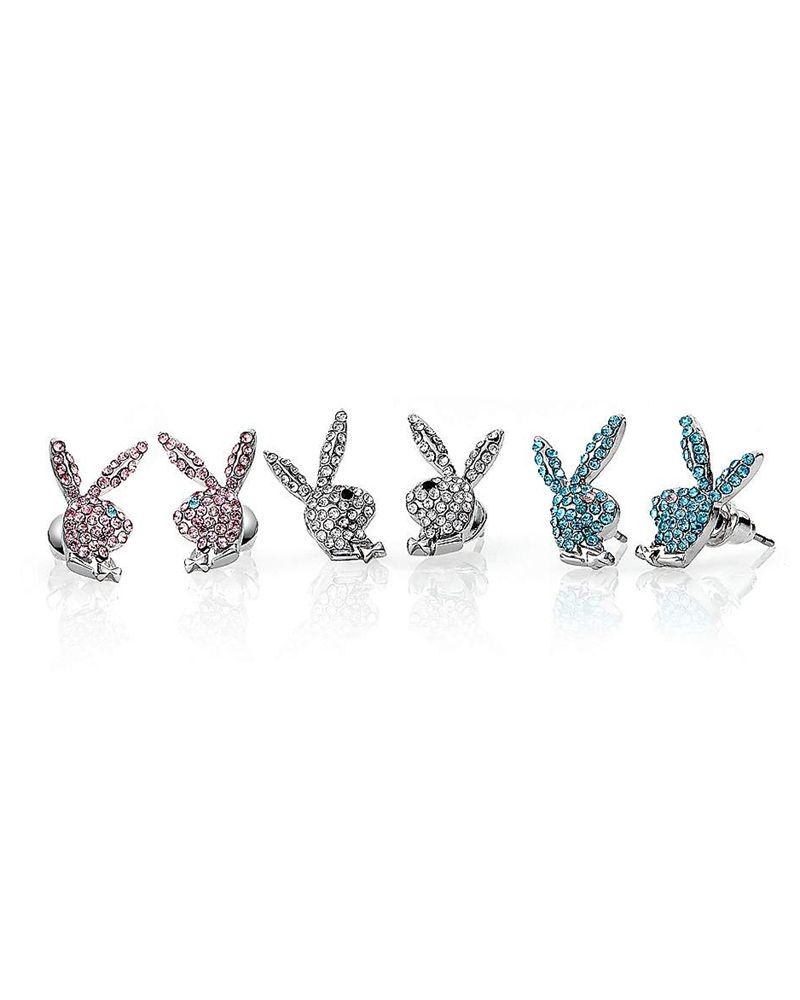 Joyería Playboy Bunny Stud Earrings Mujer Plateados | 4325-VOFXZ