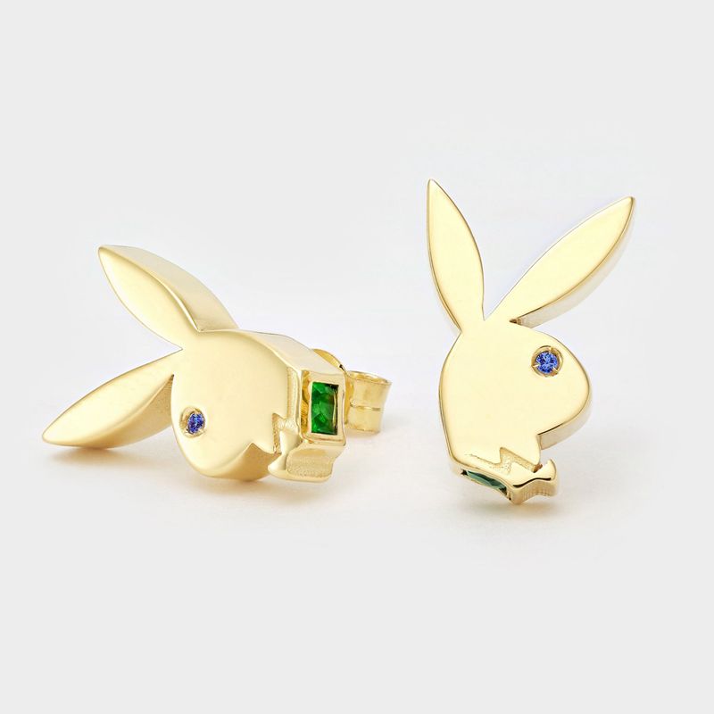 Joyería Playboy Fancy Bunny Earring Studs Hombre Turquesa | 7815-AMWPO