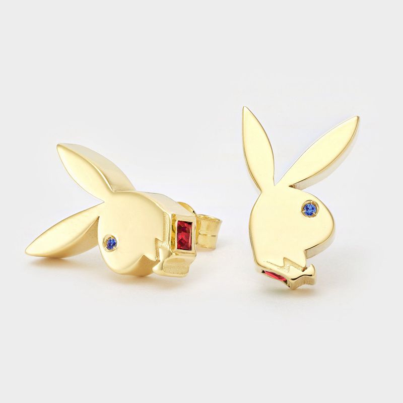 Joyería Playboy Fancy Bunny Earring Studs Hombre Turquesa | 7815-AMWPO