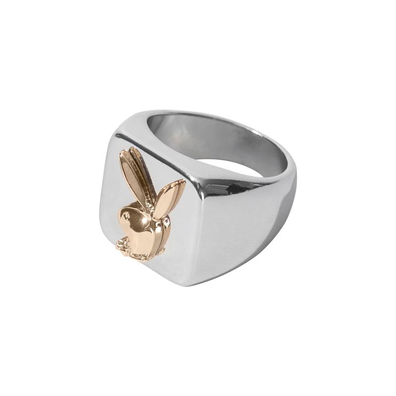 Joyería Playboy Goldtone Bunny Membership Ring Hombre Plateados | 3571-ADNOZ