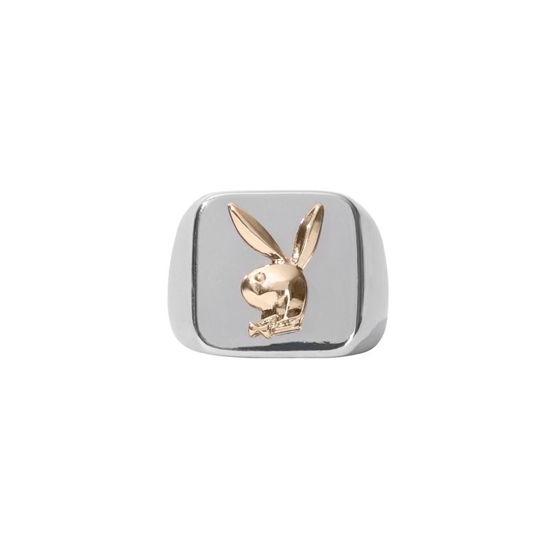 Joyería Playboy Goldtone Bunny Membership Ring Hombre Plateados | 3571-ADNOZ