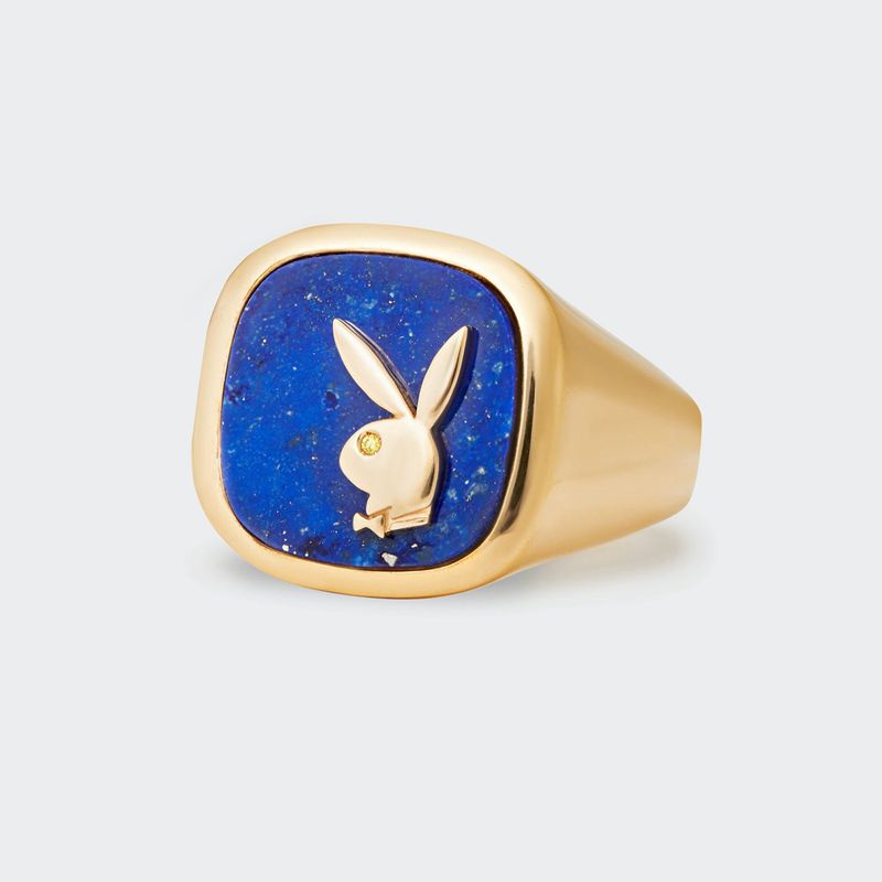 Joyería Playboy Lapis Membership Ring 1 Hombre Dorados Azules | 0675-OGTJB