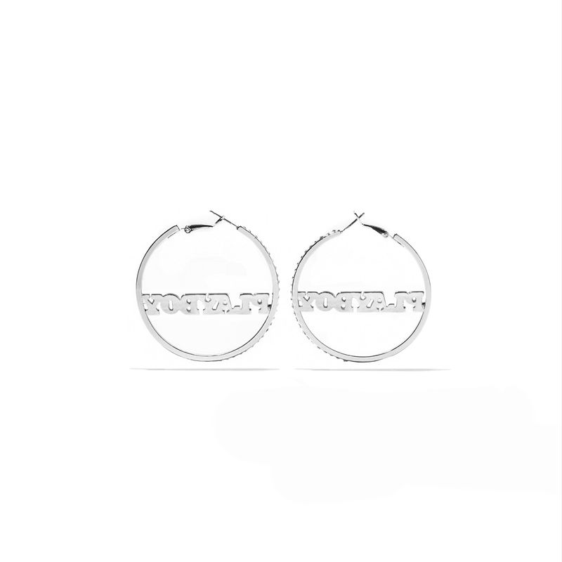 Joyería Playboy Masthead Nameplate Hoop Earrings Mujer Plateados | 5074-QFRBO