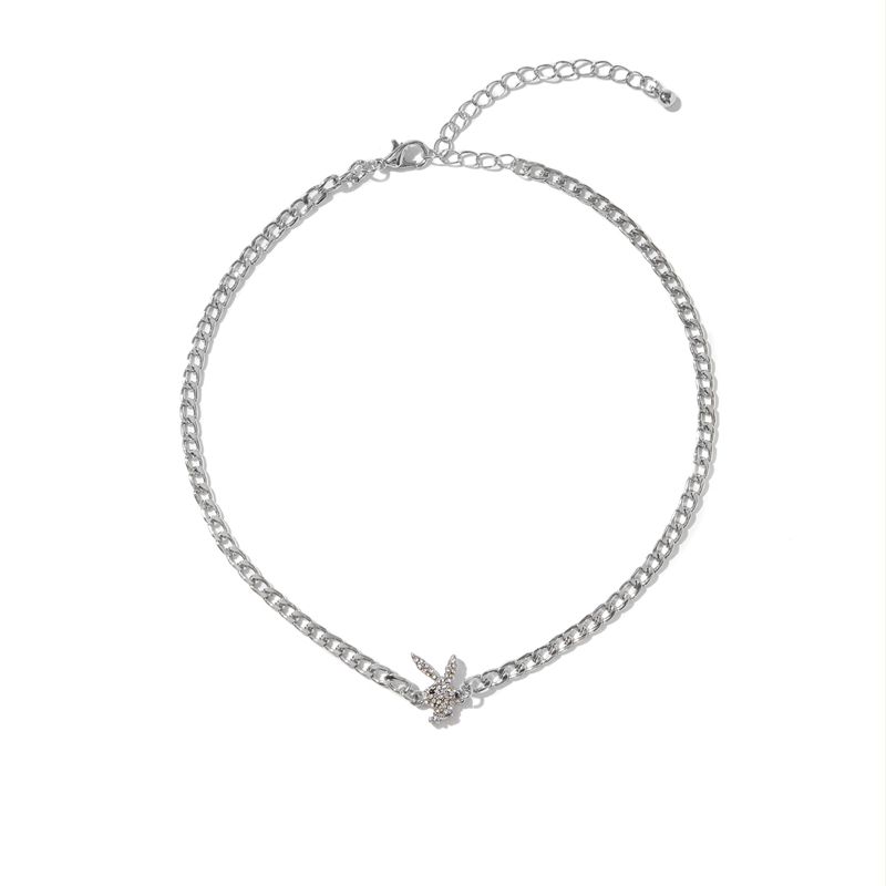 Joyería Playboy Multi-Chain Rabbit Head Necklace Mujer Plateados | 8257-GNYBP