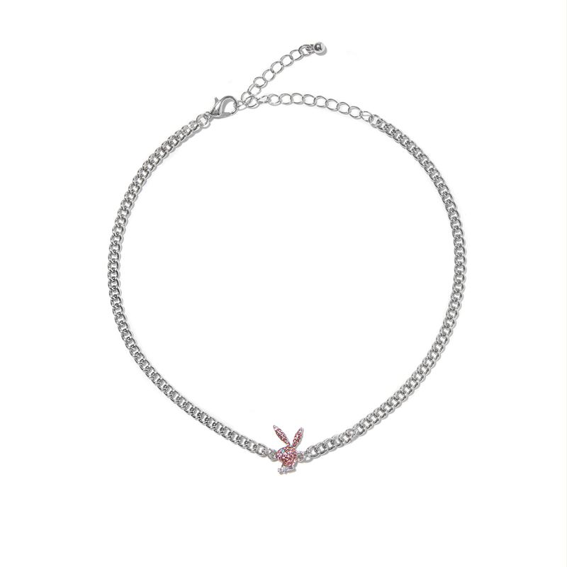 Joyería Playboy Multi-Chain Rabbit Head Necklace Mujer Plateados | 8257-GNYBP