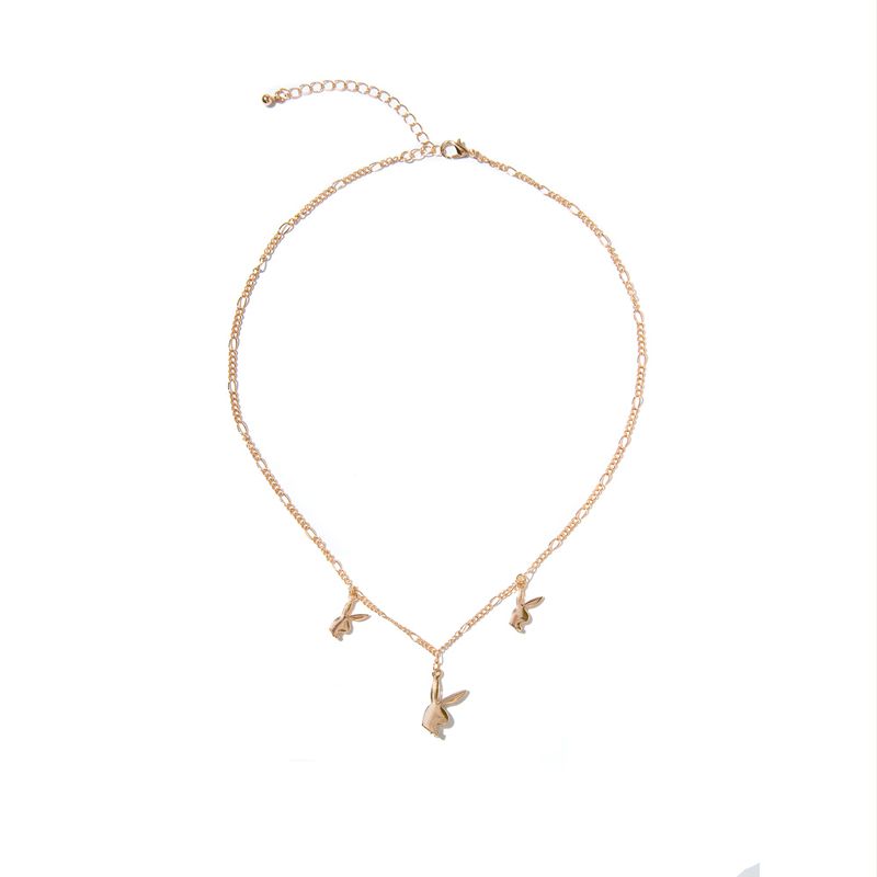 Joyería Playboy Rabbit Head Dangle Necklace Mujer Dorados | 7251-RJBVC