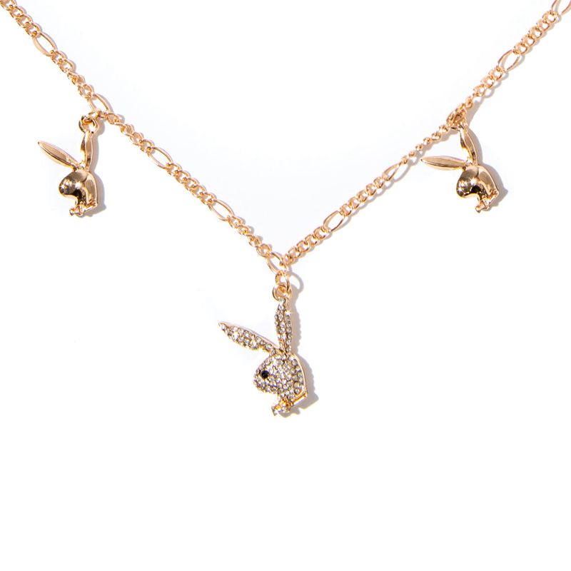 Joyería Playboy Rabbit Head Dangle Necklace Mujer Dorados | 7251-RJBVC