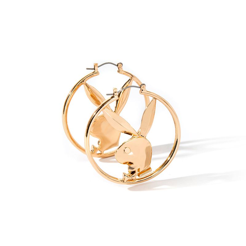 Joyería Playboy Rabbit Head Hoop Earrings Mujer Plateados | 1428-GACOW