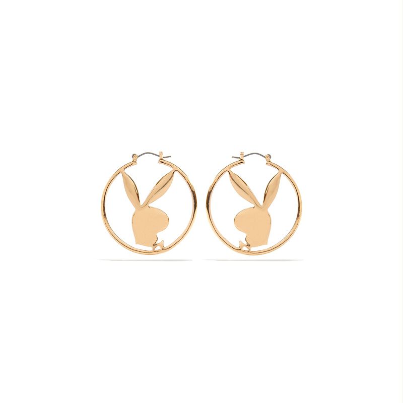 Joyería Playboy Rabbit Head Hoop Earrings Mujer Plateados | 1428-GACOW