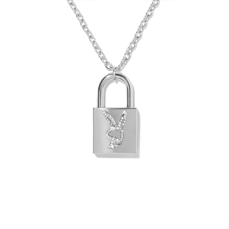 Joyería Playboy Rabbit Head Padlock Necklace Mujer Plateados | 8061-LDEVW