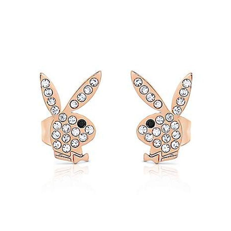 Joyería Playboy Rabbit Head Pave Stud Earrings Mujer Dorados | 1629-ADGCK