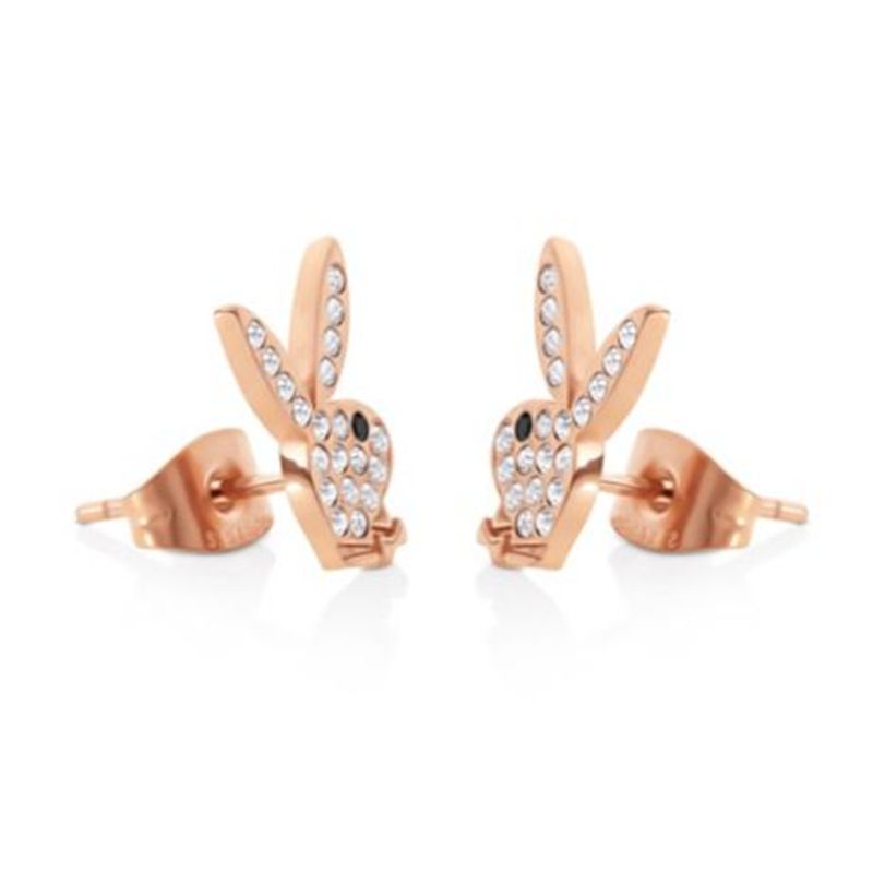 Joyería Playboy Rabbit Head Pave Stud Earrings Mujer Dorados | 1629-ADGCK