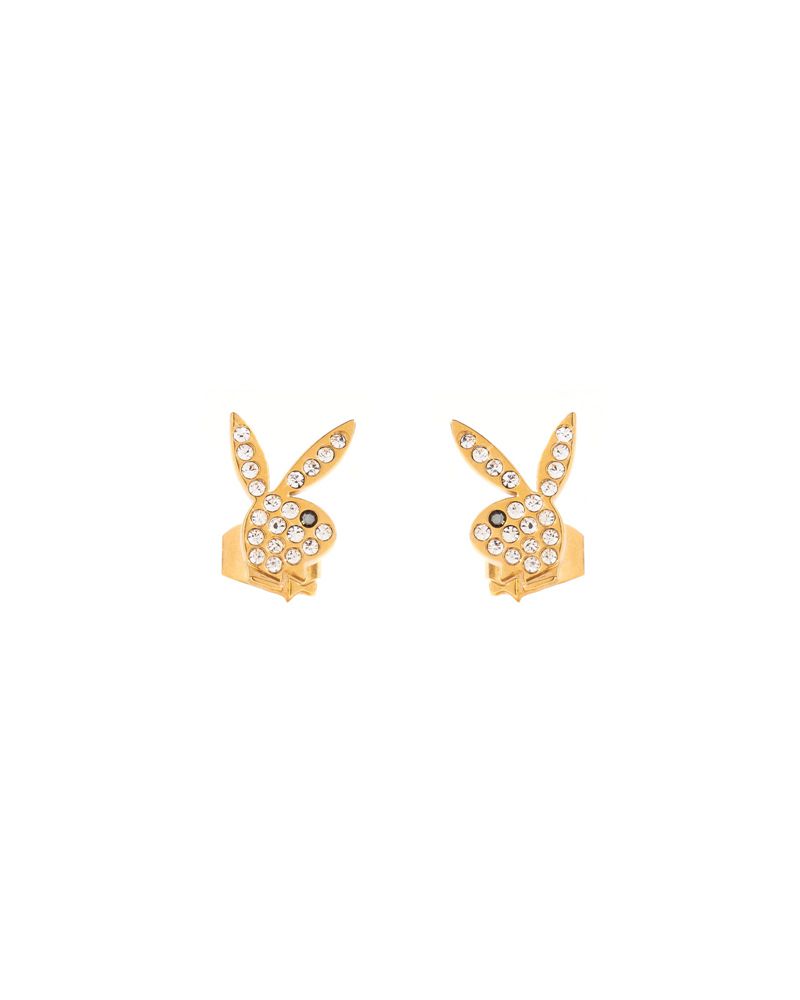 Joyería Playboy Rabbit Head Pave Stud Earrings Mujer Dorados | 1629-ADGCK