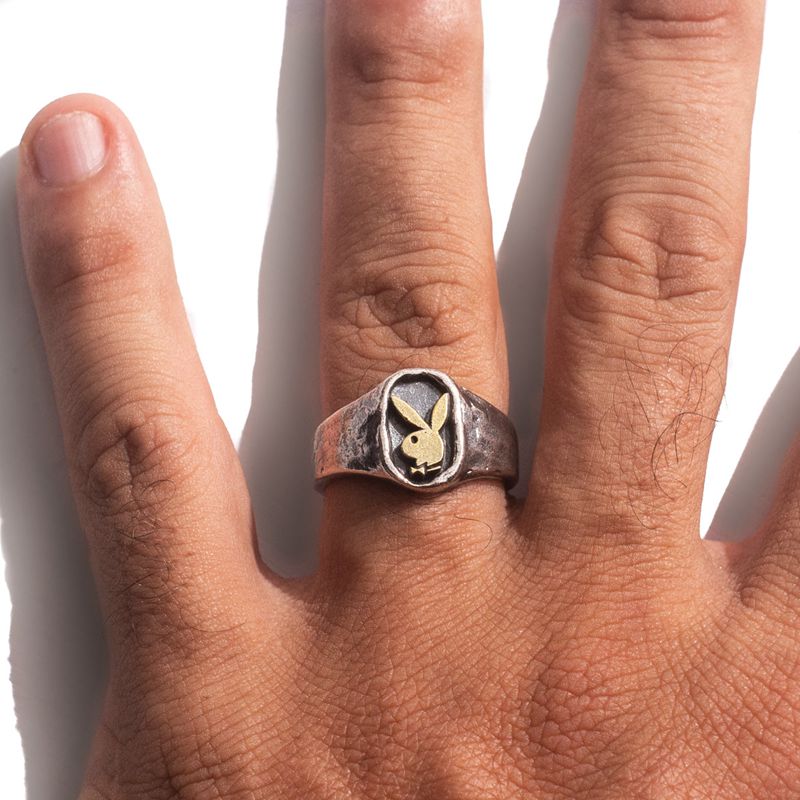 Joyería Playboy Rabbit Head Signet Ring Hombre Metal | 4915-ZXDMC