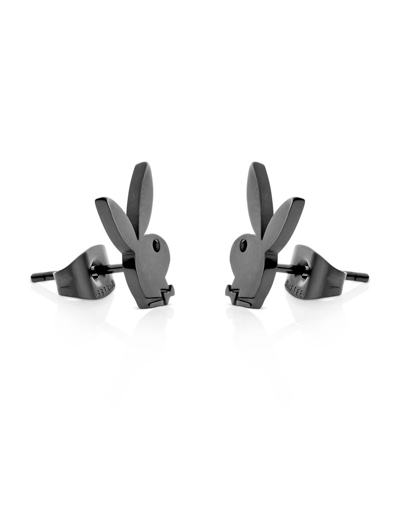 Joyería Playboy Rabbit Head Stud Earrings Mujer Negros | 3276-YDAWC