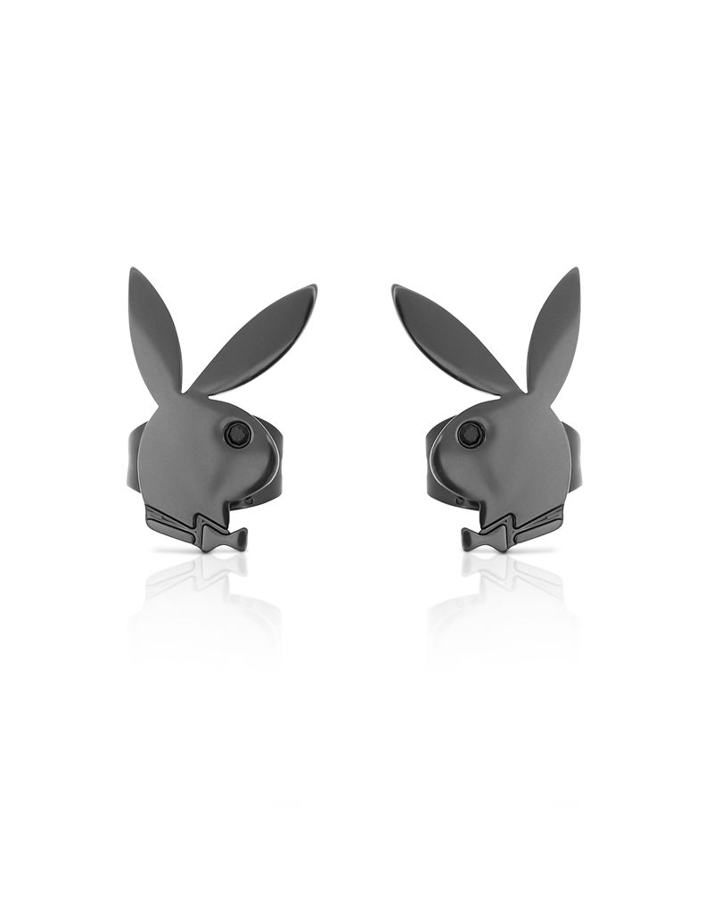 Joyería Playboy Rabbit Head Stud Earrings Mujer Negros | 3276-YDAWC