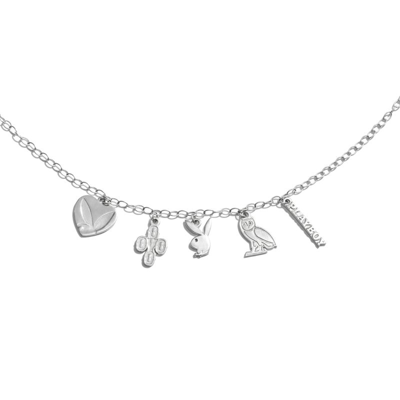 Joyería Playboy X Ovo Charm Necklace Hombre Plateados | 4975-DPJNV