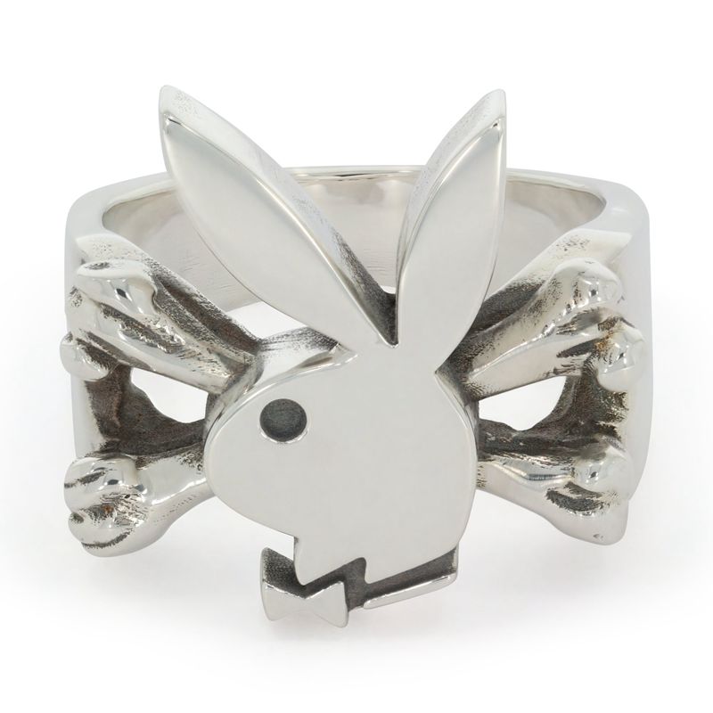 Joyería Playboy X The Great Frog Bunny And Crossbones Ring Hombre Plateados | 0325-LWBHU