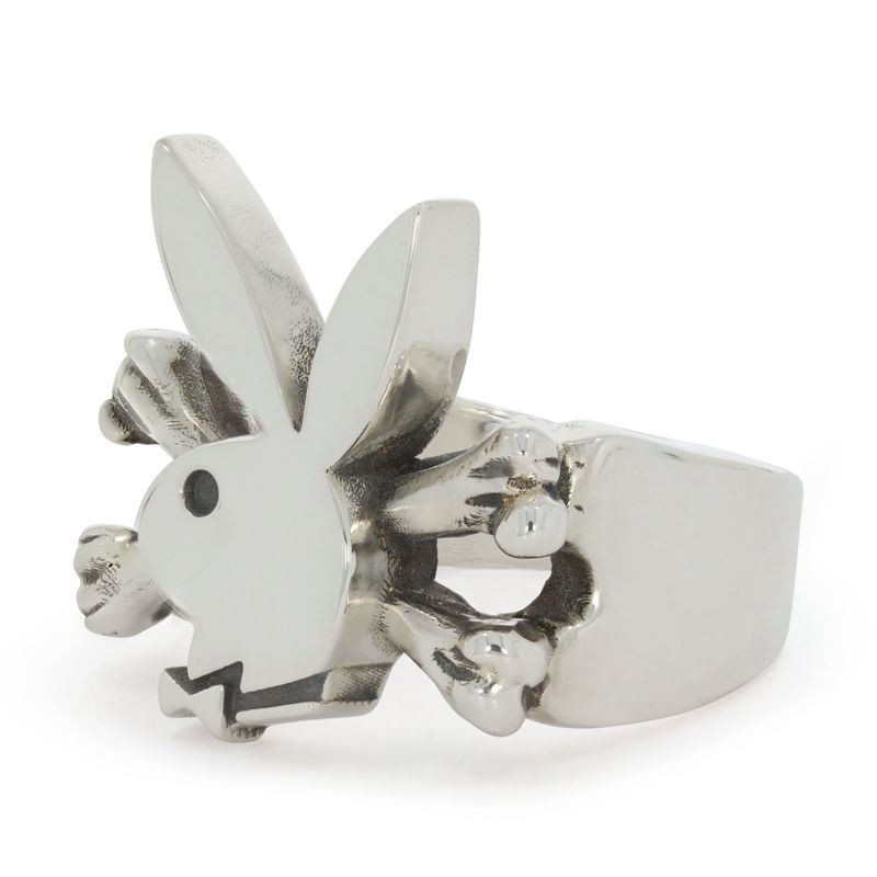 Joyería Playboy X The Great Frog Bunny And Crossbones Ring Hombre Plateados | 0325-LWBHU