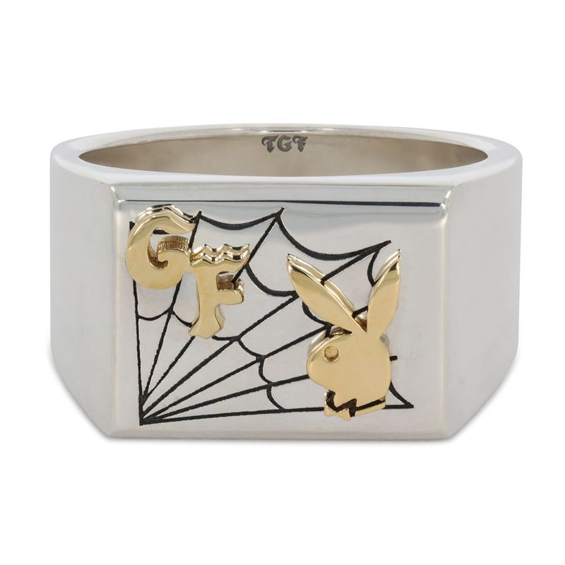 Joyería Playboy X The Great Frog Caught In A Trap Ring Hombre Plateados Dorados | 7496-DZIGC