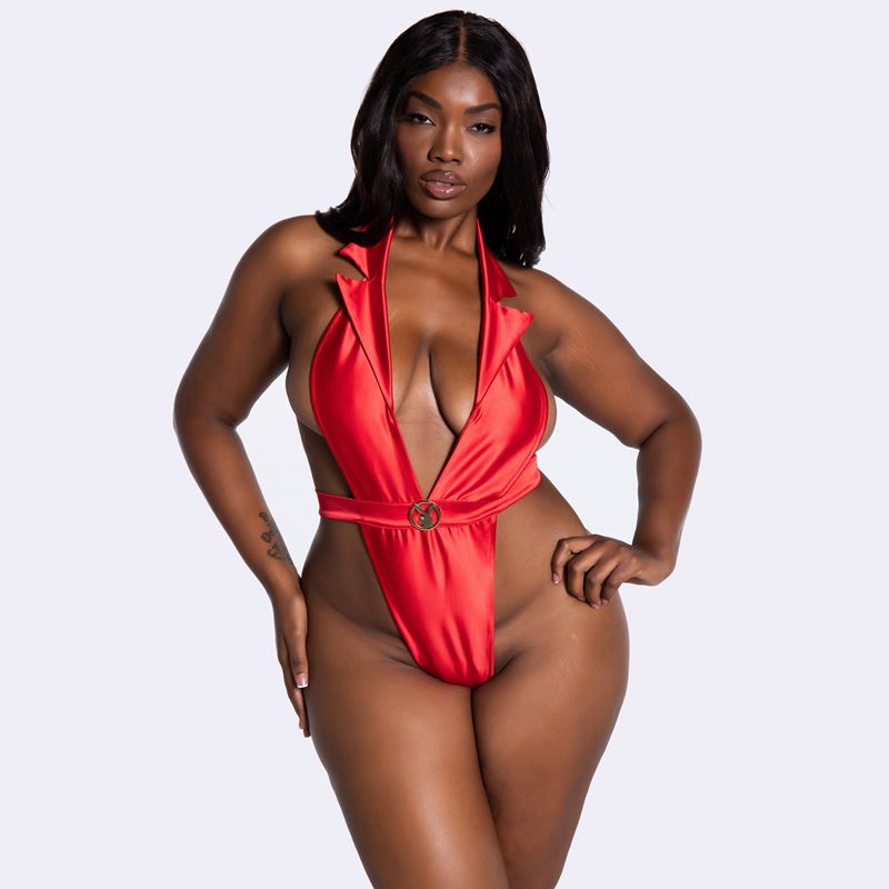 Lencería Playboy Formal Affairs Satin Teddy Mujer Rojos | 2045-NSUGV